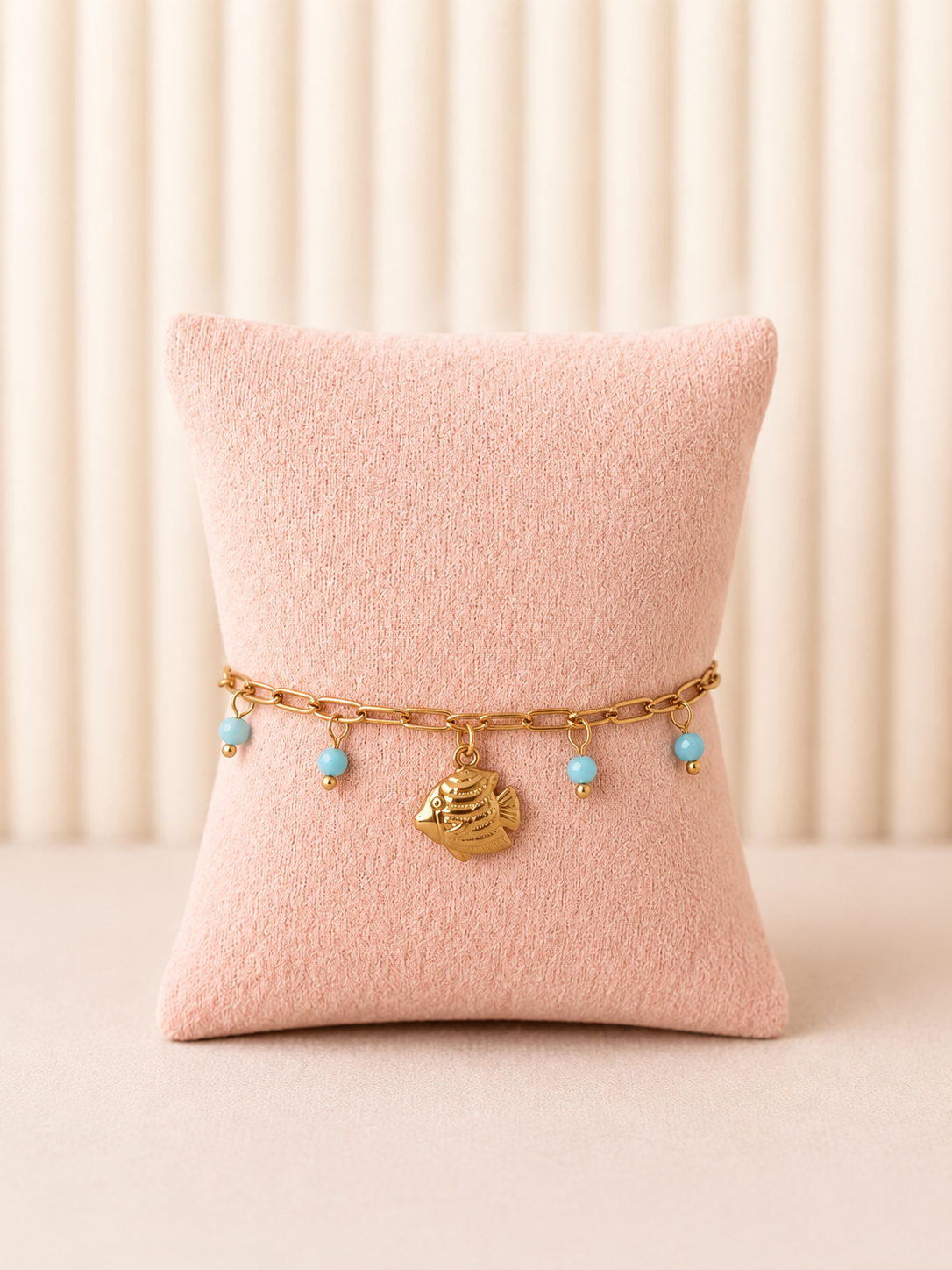 ✨🐠  Bracelet Poisson Doré & Perles Turquoises
