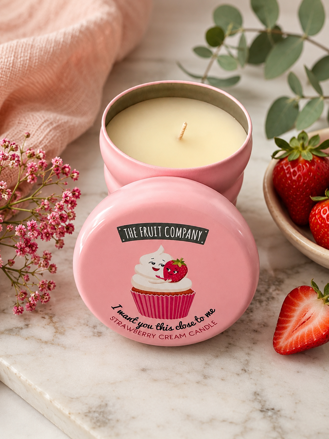 🍓 Douceur Fraise & Crème – Bougie parfumée 150 g