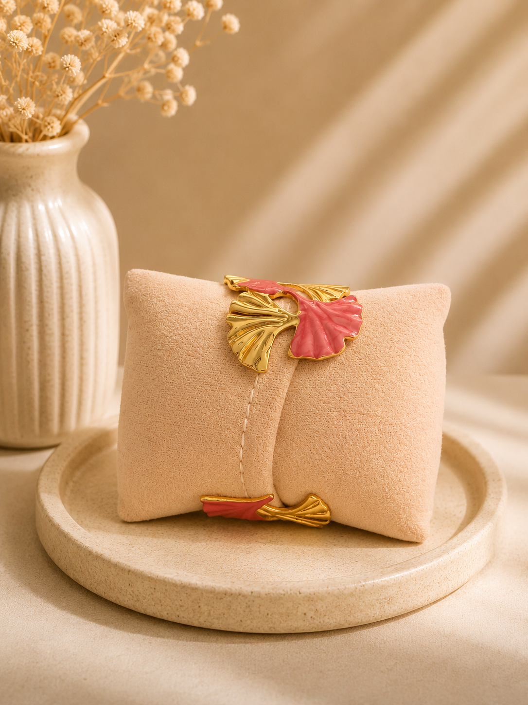 🩷 Manchette ajustable – Fuchsia & Doré
