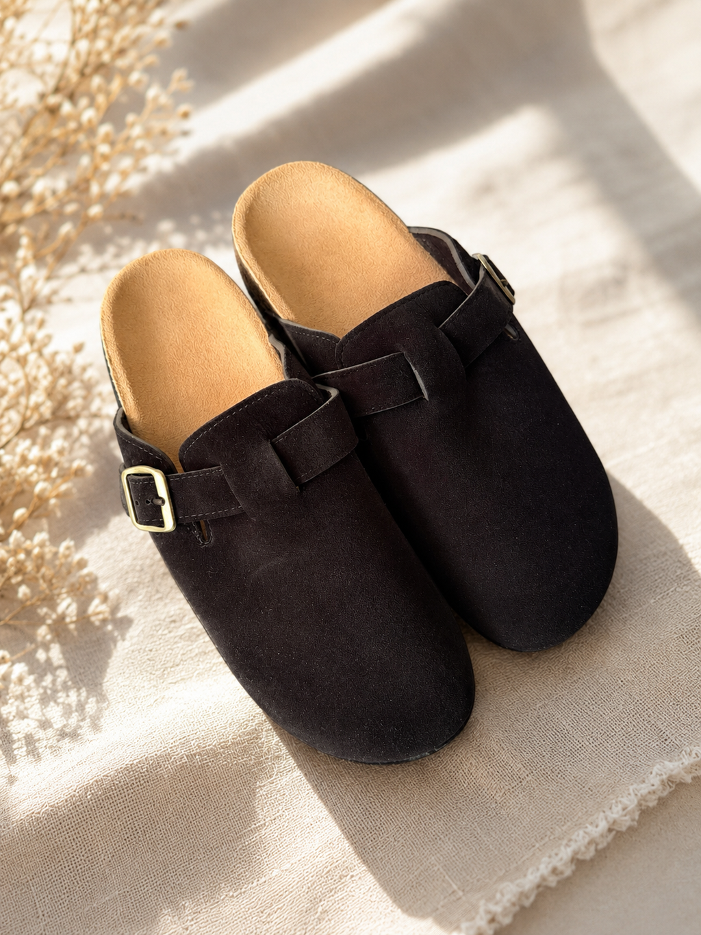 🖤Mules sabots effet daim noir