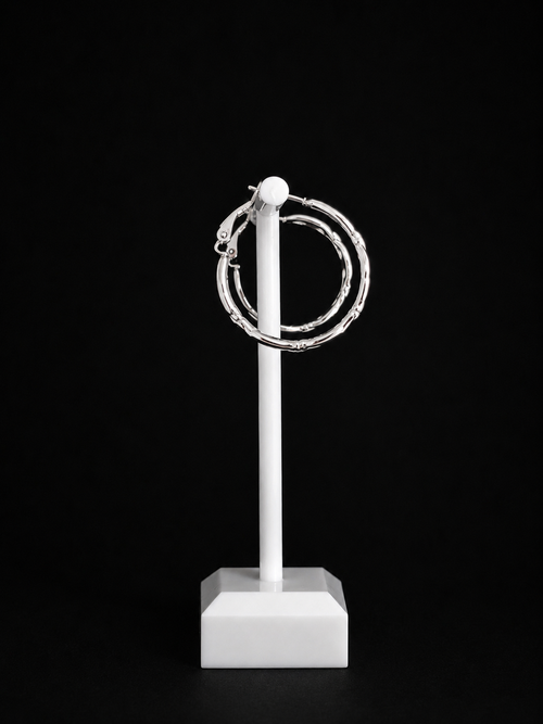 Boucles d’oreilles créoles à mailles argentées inoxydable
