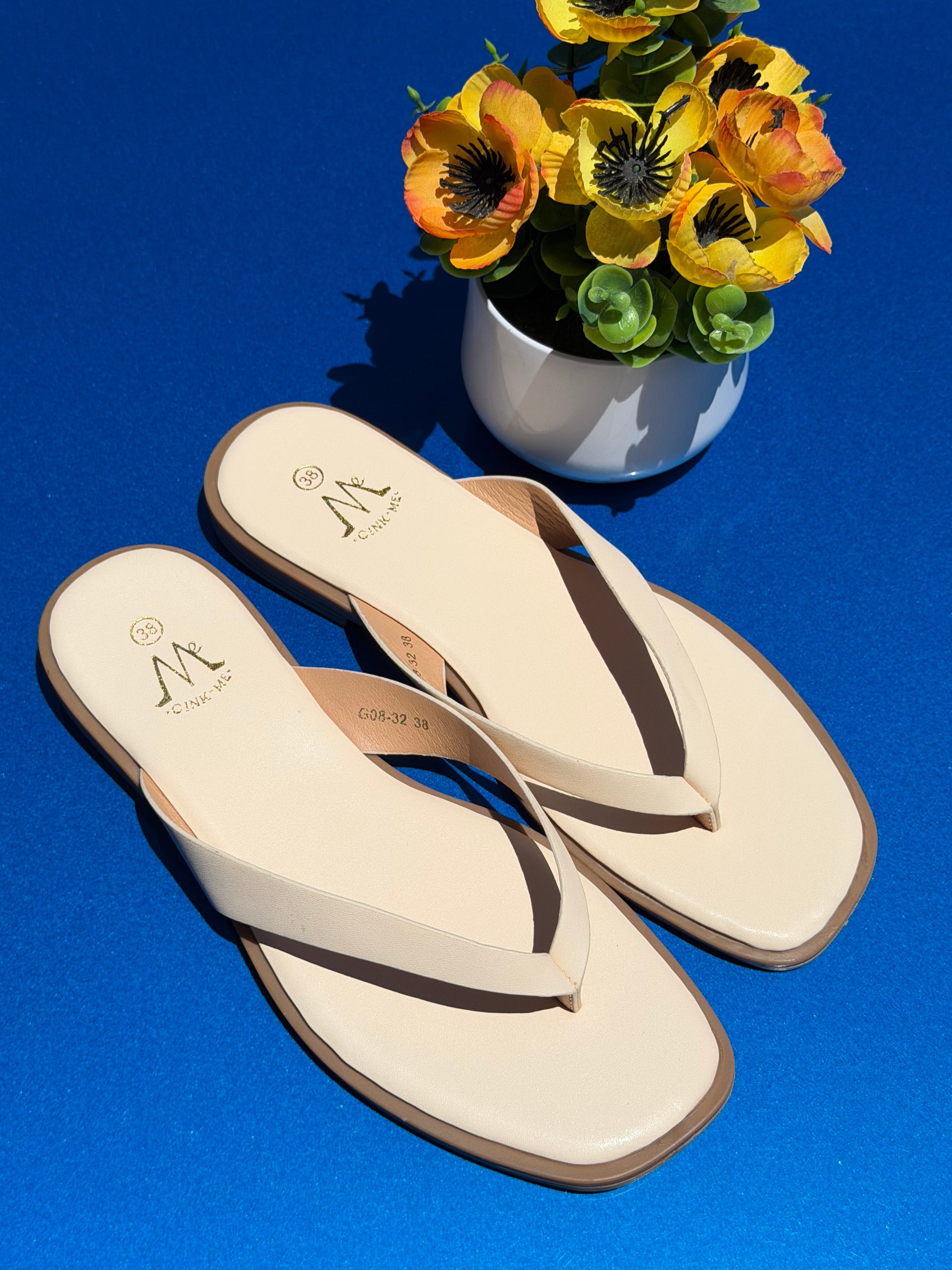 Mules à bout carré blanc/écru