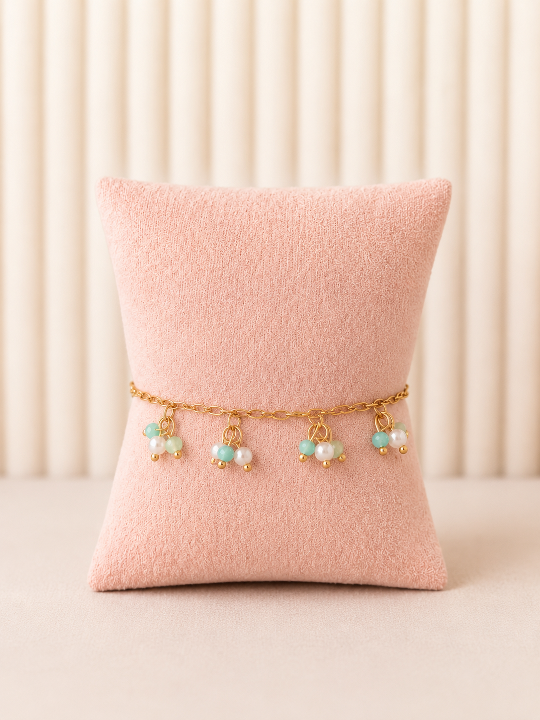 ✨🌿 Bracelet Perlé Pastel Doré