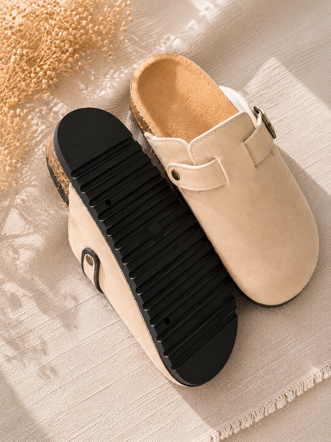 🤍Mules sabots effet daim beige