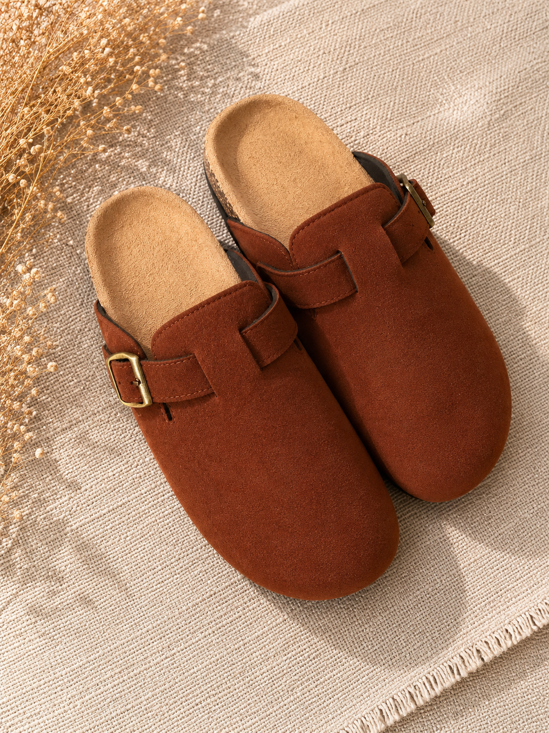 🤎Mules sabots camel effet daim