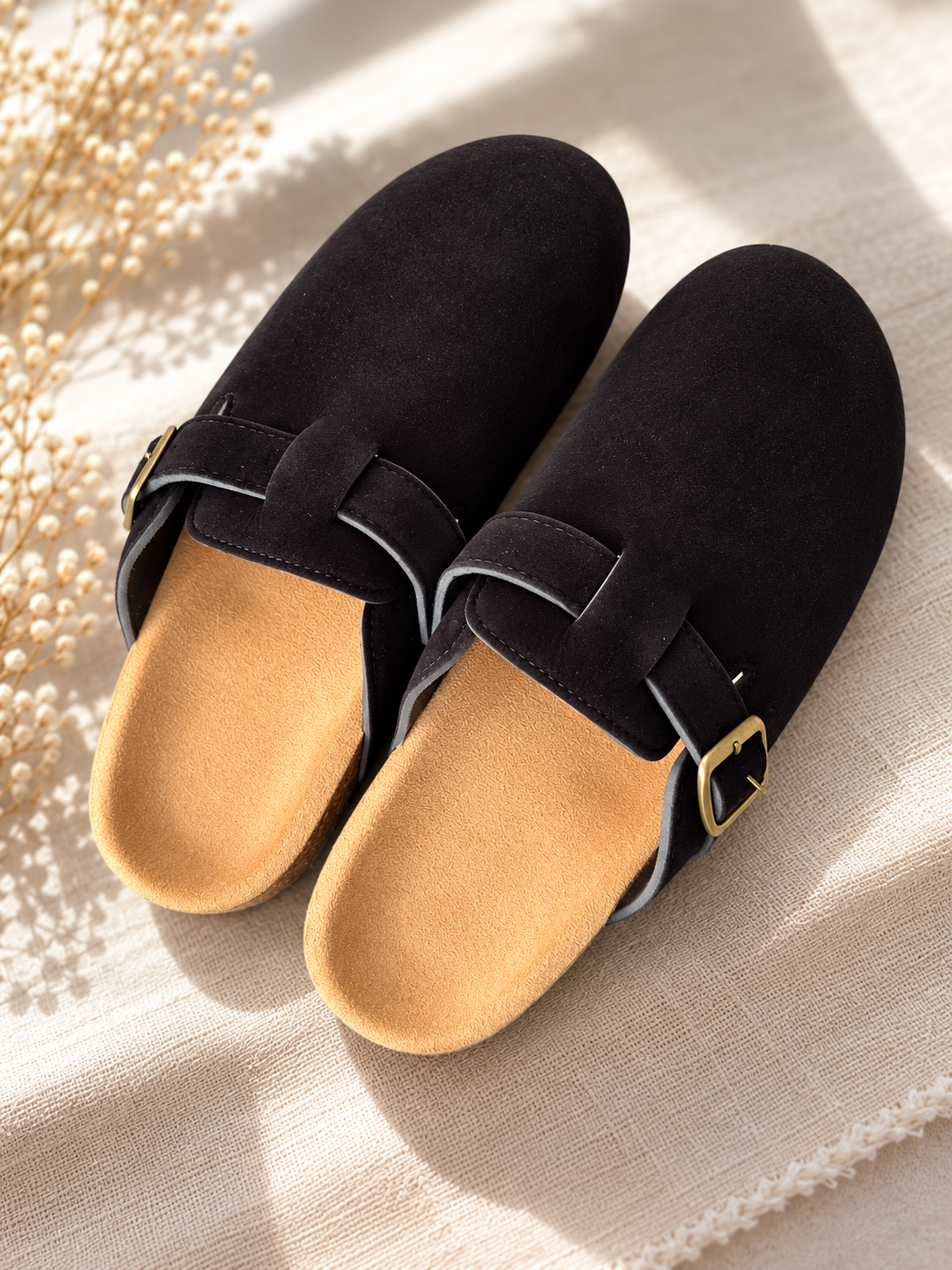 🖤Mules sabots effet daim noir