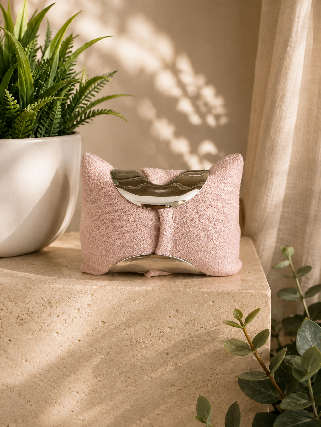 🩶 Bracelet manchette sculptural argenté