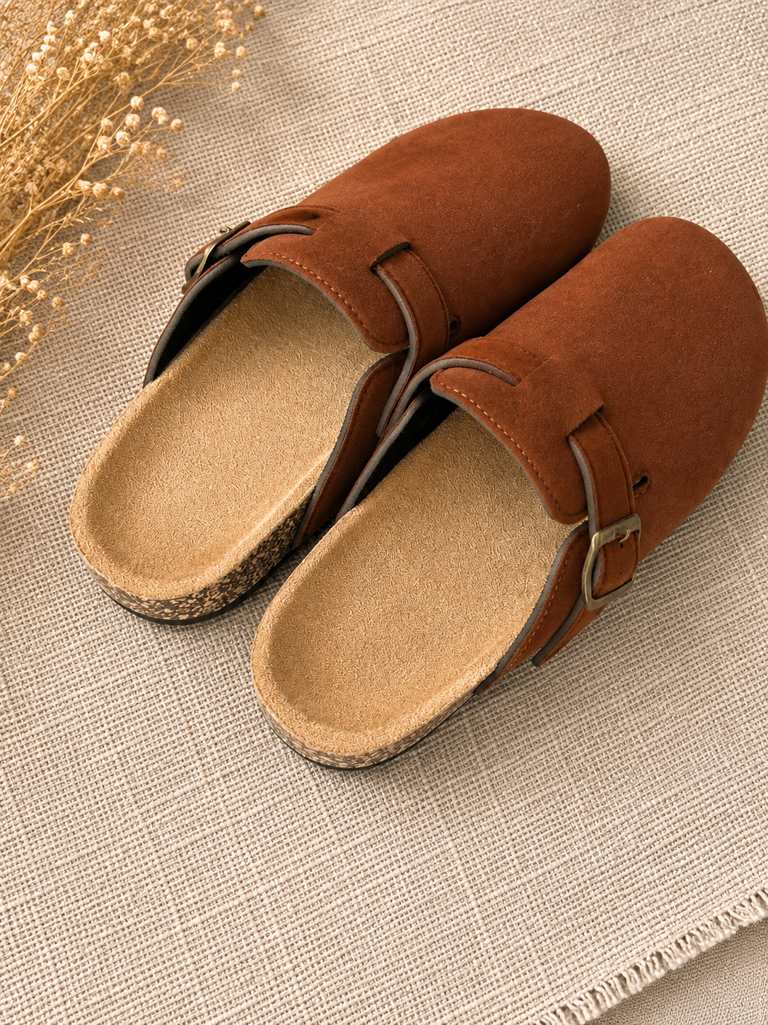 🤎Mules sabots camel effet daim
